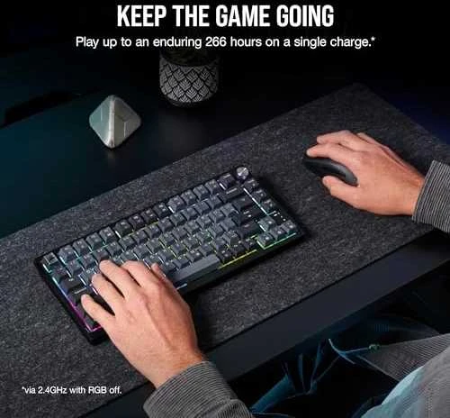 CORSAIR K65 Plus Belaidė mechaninė klaviatūra RGB LED pašvietimas Corsair MX Raudona