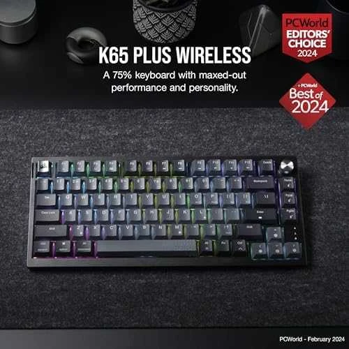 CORSAIR K65 Plus Belaidė mechaninė klaviatūra RGB LED pašvietimas Corsair MX Raudona