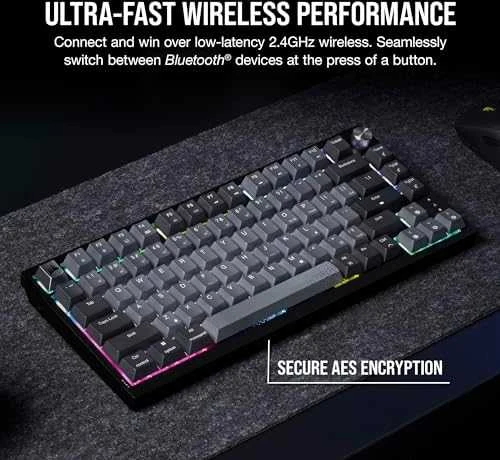 CORSAIR K65 Plus Belaidė mechaninė klaviatūra RGB LED pašvietimas Corsair MX Raudona