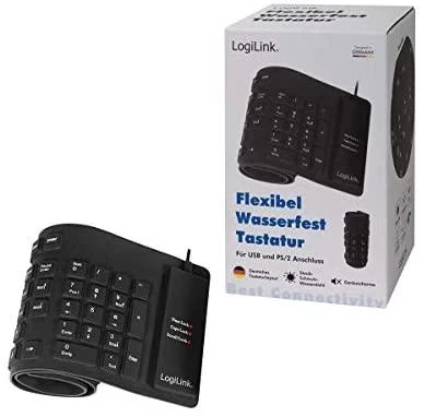 Logilink | Flexible waterproof Klaviatūra USB + PS/2 | ID0019A | Lanksti klaviatūra | su laidu | DE | Juodas