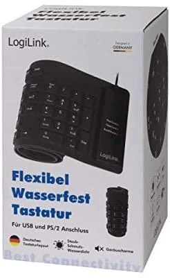 Logilink | Flexible waterproof Klaviatūra USB + PS/2 | ID0019A | Lanksti klaviatūra | su laidu | DE | Juodas