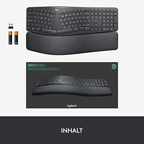 Logitech ERGO K860 belaidė klaviatūra, grafito spalvos, vokiečių kalba (Qwertz)