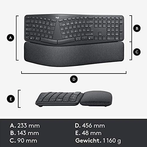 Logitech ERGO K860 belaidė klaviatūra, grafito spalvos, vokiečių kalba (Qwertz)