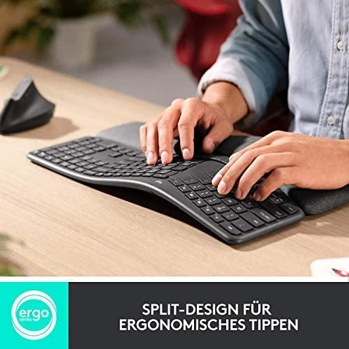 Logitech ERGO K860 belaidė klaviatūra, grafito spalvos, vokiečių kalba (Qwertz)