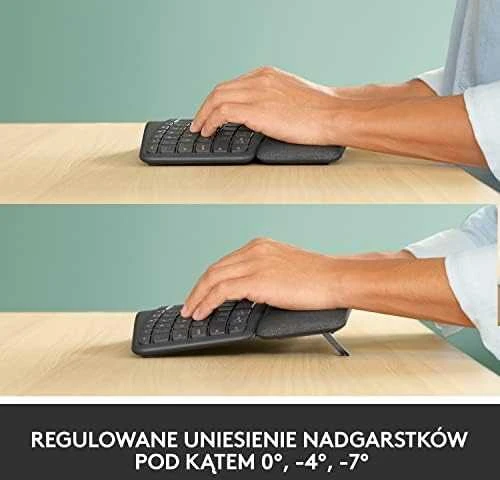 Logitech ERGO K860 SPLIT belaidė klaviatūra verslui, grafito spalvos, JAV tarptautinis išdėstymas (Qwerty)