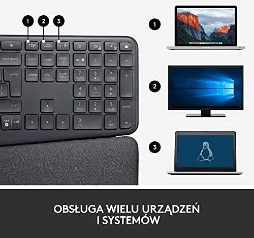 Logitech ERGO K860 SPLIT belaidė klaviatūra verslui, grafito spalvos, JAV tarptautinis išdėstymas (Qwerty)
