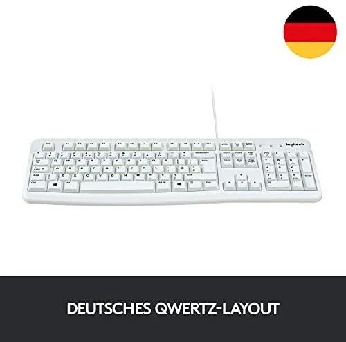 Logitech klaviatūra K120 su laidu, DE išdėstymas, Balta