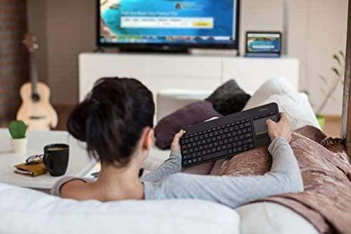 Belaidė klaviatūra Logitech K400 Plus su jutikliniu kilimėliu, US išdėstymas, Juoda