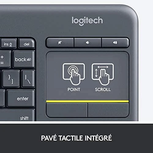 Logitech K400 Plus klaviatūra Radijo dažnio belaidė QWERTY Skandinaviškas Juoda