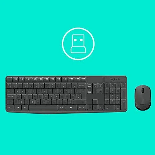 Logitech MK235 klaviatūra Radijo dažnio belaidė QWERTZ Vokiečių Pilka