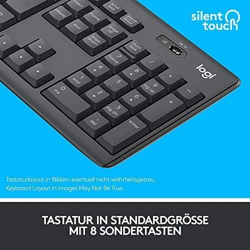 Tyli belaidė Klaviatūra su pele Logitech MK295, DE išdėstymas