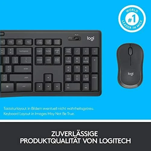 Tyli belaidė Klaviatūra su pele Logitech MK295, DE išdėstymas