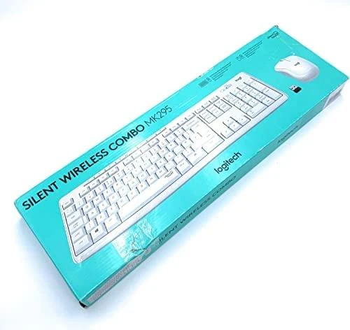 Tyli belaidė Klaviatūra su pele Logitech MK295, DE išdėstymas, Balta