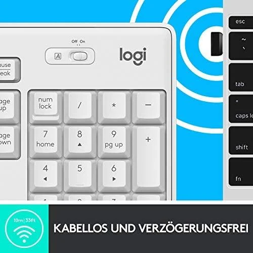 Tyli belaidė Klaviatūra su pele Logitech MK295, DE išdėstymas, Balta