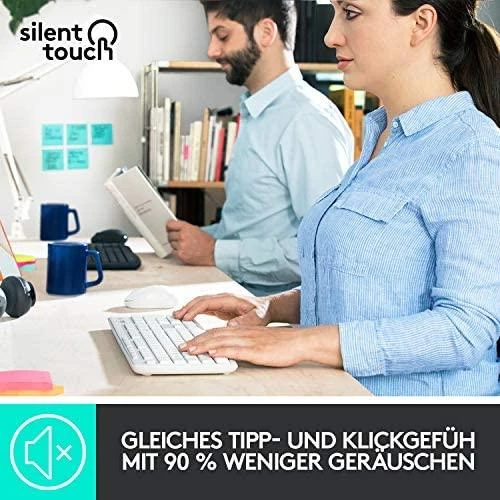 Tyli belaidė Klaviatūra su pele Logitech MK295, DE išdėstymas, Balta