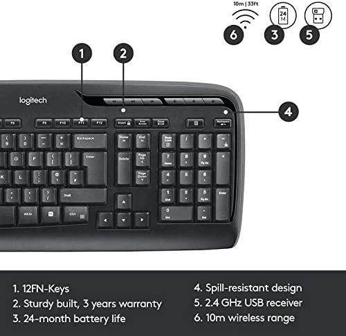 Logitech Belaidis klaviatūros ir pelės rinkinys MK330 (Nordic)
