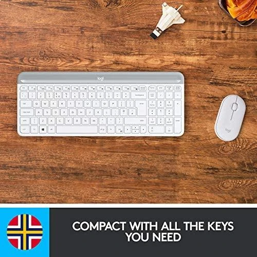 Logitech MK470 Slim Wireless Combo, belaidė klaviatūra ir pelė, Nordic išdėstymas, Balta