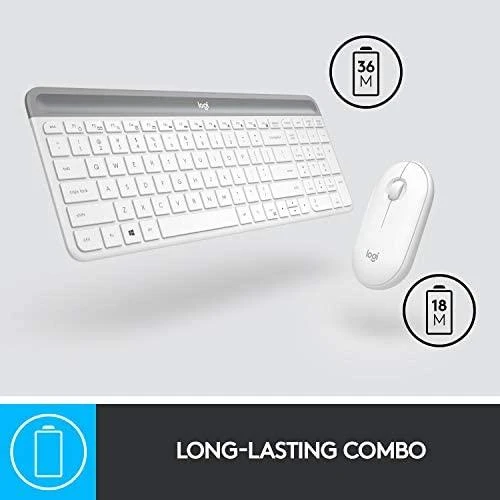 Logitech MK470 Slim Wireless Combo, belaidė klaviatūra ir pelė, Nordic išdėstymas, Balta