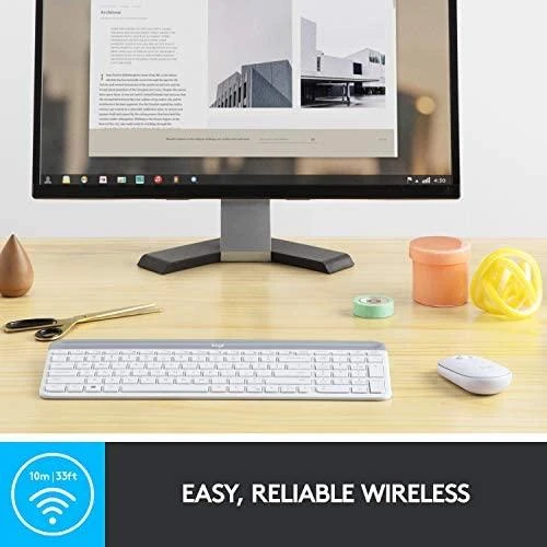 Logitech MK470 Slim Wireless Combo, belaidė klaviatūra ir pelė, Nordic išdėstymas, Balta
