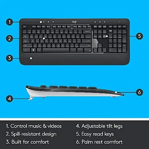 Belaidis pelės ir klaviatūros rinkinys Logitech MK540 Advanced, išdėstymas: UK (Qwerty)