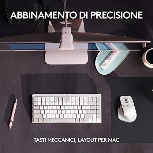 „LOGITECH MX Mechaninė Mini“, skirta MAC „Bluetooth“ apšviesta klaviatūra – PALE Pilkas – US INT'L – TACTILE