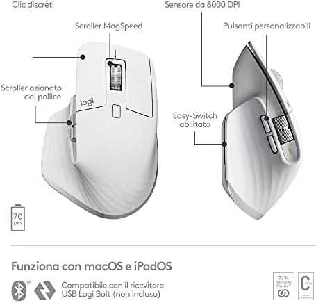 „LOGITECH MX Mechaninė Mini“, skirta MAC „Bluetooth“ apšviesta klaviatūra – PALE Pilkas – US INT'L – TACTILE