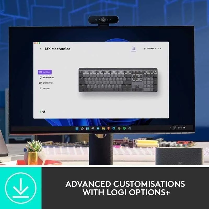 Belaidė klaviatūra Logitech MX MECHANICAL, išdėstymas: UK (Qwerty), "Tactile Quiet", pilkos spalvos