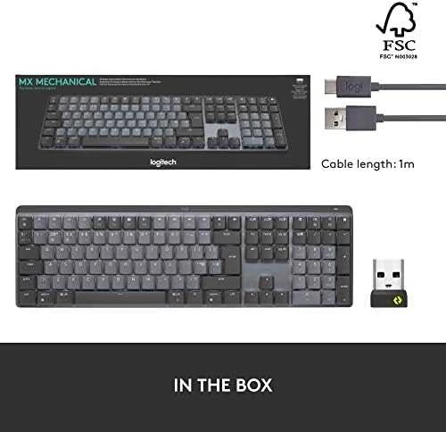 Belaidė klaviatūra Logitech MX MECHANICAL, išdėstymas: UK (Qwerty), "Tactile Quiet", pilkos spalvos
