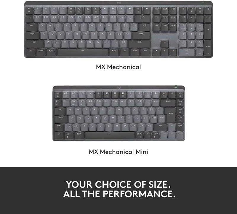 Belaidė klaviatūra Logitech MX MECHANICAL, išdėstymas: UK (Qwerty), "Tactile Quiet", pilkos spalvos