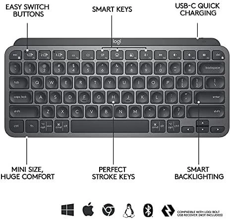 Belaidė klaviatūra Logitech MX Keys Mini, Grafito spalvos
