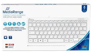 MediaRange Klaviatūra USB 2.0 Kompakt Flach 78 Tasten baltas