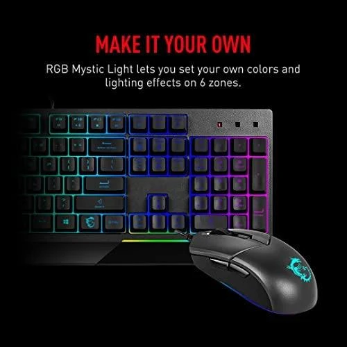 MSI Vigor GK30 Klaviatūra žaidimams, US išdėstymas, su laidu, Juodas