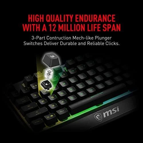 MSI Vigor GK30 Klaviatūra žaidimams, US išdėstymas, su laidu, Juodas