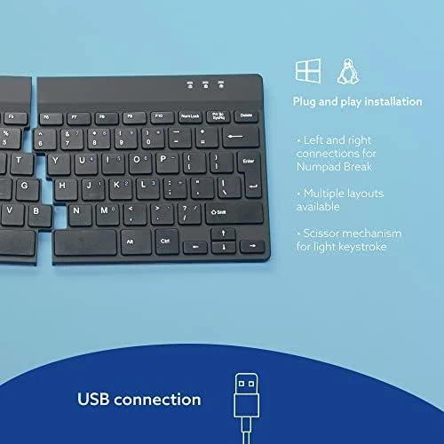 R Go Tools BREAK ERGONOMIC Klaviatūra QWERTY - US Juodas su laidu