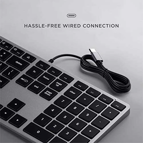 su laidu klaviatūra USB C QWERTY Satechi Slim W3 su laidu ST-UCSW3M space pilka