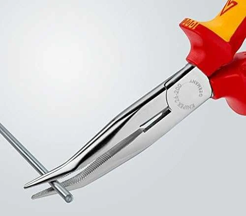 Smailianosės replės su šoniniu kirpimu lenktos VDE 200mm, Knipex