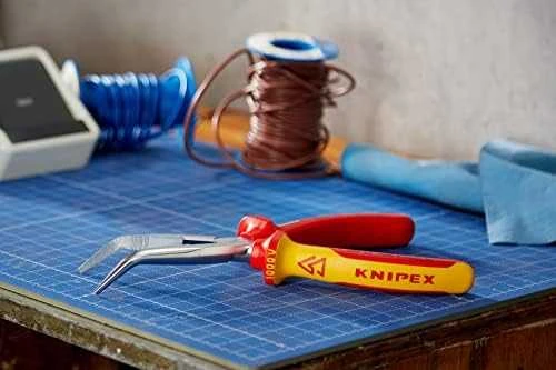 Smailianosės replės su šoniniu kirpimu lenktos VDE 200mm, Knipex