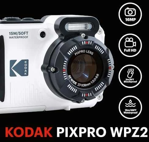 Kodak WPZ2 skaitmeninis fotoaparatas, baltos spalvos