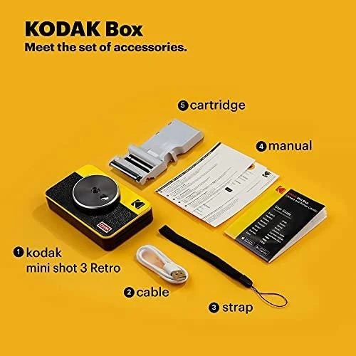 „Kodak Mini Shot Combo 2“ retro stiliaus 53,4 x 86,5 mm CMOS Geltona