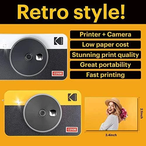„Kodak Mini Shot Combo 2“ retro stiliaus 53,4 x 86,5 mm CMOS Geltona