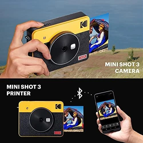 Momentinis Fotoaparatas - Kodak Mini Shot 3 Retro 4Pass Instant Photo Spausdintuvas, Geltona
