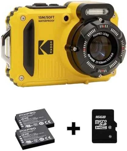 Kodak WPZ2 Geltona Bundle - kamera + SD kortelė ir 2x atsarginės baterijos