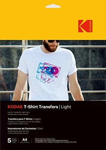 „Kodak“ marškinėlių perkėlimo lipdukai šviesūs, A4 formato, 5 lapai