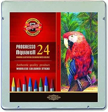 Koh I Noor Akvareliniai pieštukai be medienos Progresso 24 spalvos