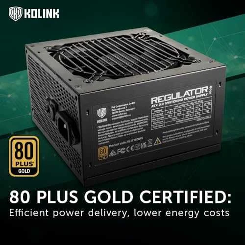 „Kolink Regulator 80 PLUS Gold“ maitinimo blokas, ATX 3.0, PCIe 5.0, modulinis – 1000 vatų