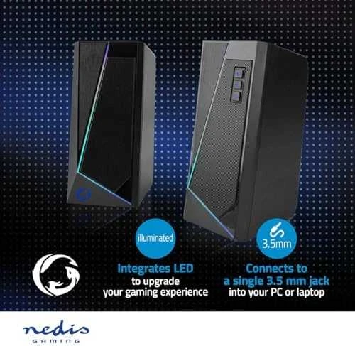 Kompiuterio kolonėlės Nedis GSPR31020BK koloninis garsiakalbis 2 krypčių garsiakalbis Juodas Wired 6 W