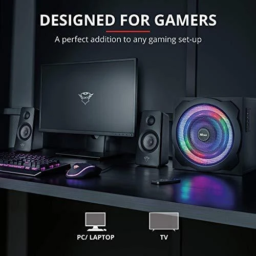 Kompiuterio kolonėlės Speaker Set Trust GXT 629 Tytan 2.1 RGB 22944 (2.1, juodos spalvos)