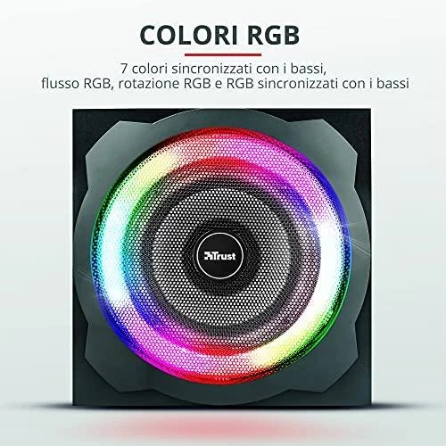 Kompiuterio kolonėlės Speaker Set Trust GXT 629 Tytan 2.1 RGB 22944 (2.1, juodos spalvos)