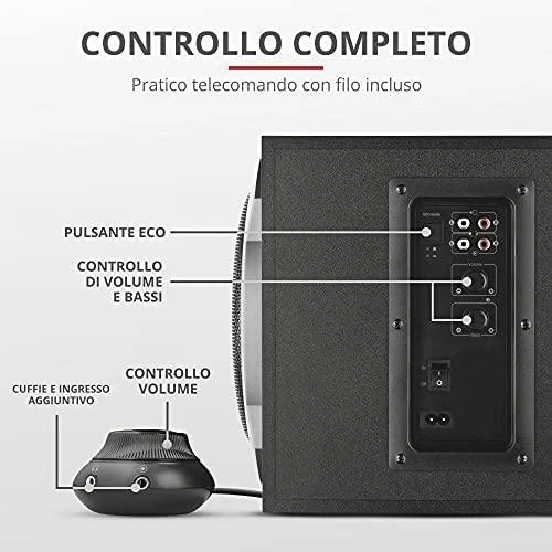 Kompiuterio kolonėlės Kolonėlės Trust Tytan 2.1 Subwoofer Juod