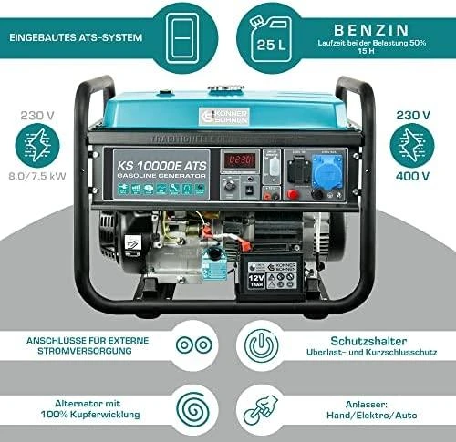 Benzininis generatorius Könner & Söhnen KS 10000E ATS